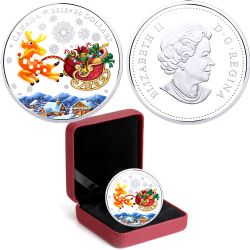 WINTER SCENES WITH VENITIAN GLASS -  HOLIDAY REINDEER -  2018 CANADIAN COINS 05